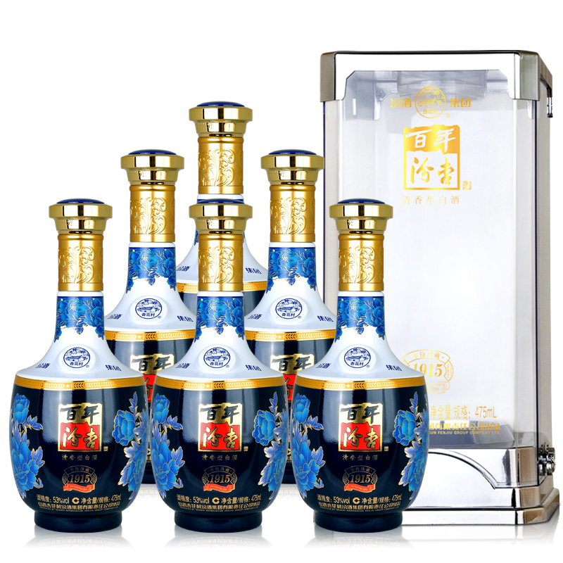 53°汾酒集团 百年汾杏 精酿 清香型 整箱白酒 475ml（6瓶装）