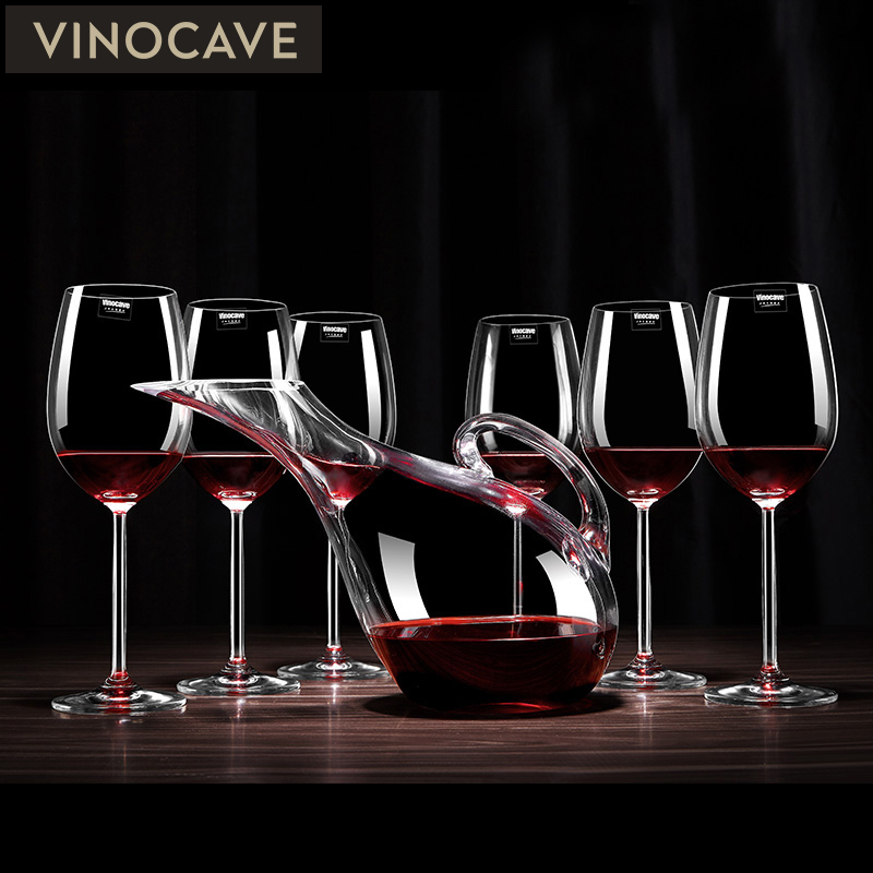Vinocave红酒杯 葡萄酒高脚杯 快速醒酒酒具套装 300毫升酒杯6支++天鹅醒酒器
