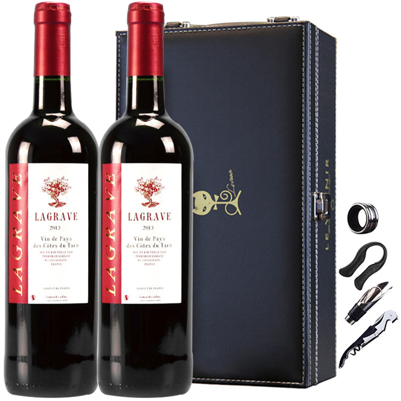 红酒双支礼盒装法国（原瓶进口）葛拉芙醇酿干红葡萄酒750ml*2