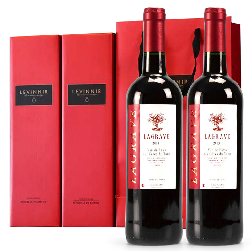 法国红酒法国（原瓶进口）醇酿干红葡萄酒750ml*2双支新年礼盒装