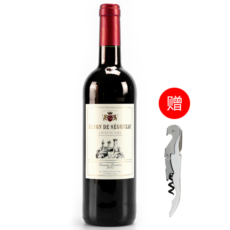 法国红酒法国（原瓶进口）葛拉芙男爵干红葡萄酒750ml