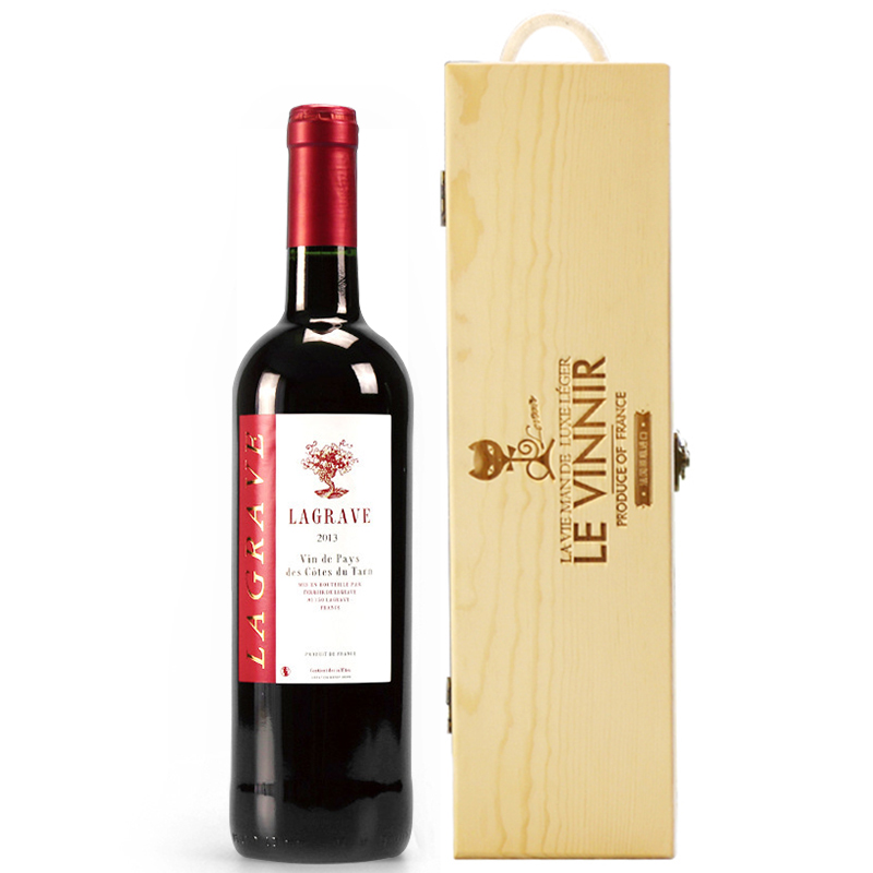 法国红酒法国（原瓶进口）醇酿干红葡萄酒单支木盒红酒礼盒装750ml
