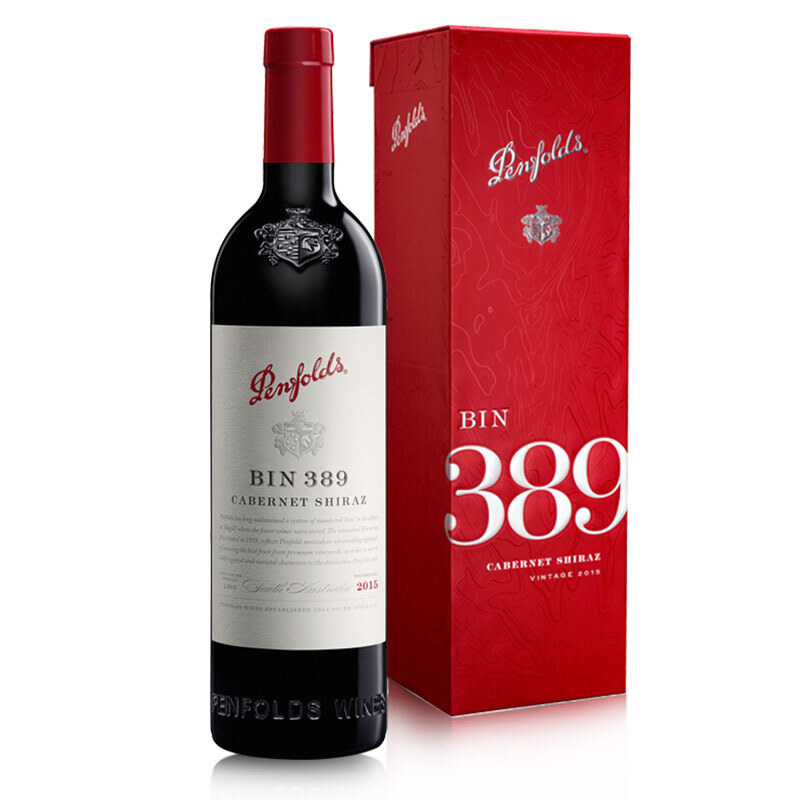 澳洲红酒澳大利亚奔富BIN389澳大利亚进口干红葡萄酒750ml+红色礼盒装