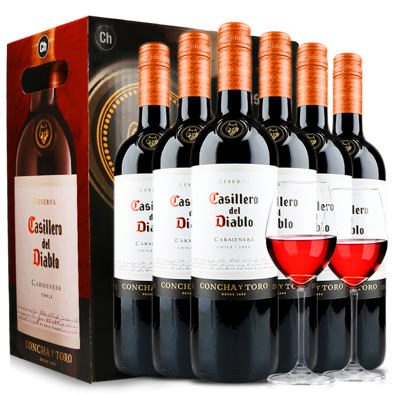 红魔鬼葡萄酒 智利原装原瓶进口红酒六支装 卡麦妮   750ml*6 （6瓶装）