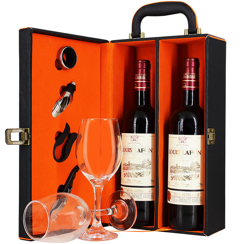法国红酒路易拉菲礼盒装750ml*2瓶干红葡萄酒原瓶进口套装送酒杯