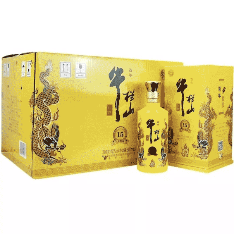 42°北京牛栏山二锅头百年特酿15十五年小黄龙浓香型白酒礼盒装整箱500ml*6