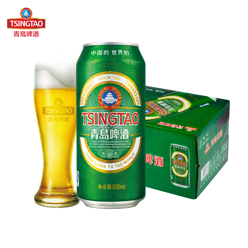 青岛啤酒（Tsingtao）经典10度500ml（12听）大罐整箱装