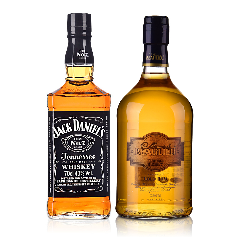 40°美国杰克丹尼700ml Jack Daniels+37.5°法圣古堡公爵金朗姆酒700m