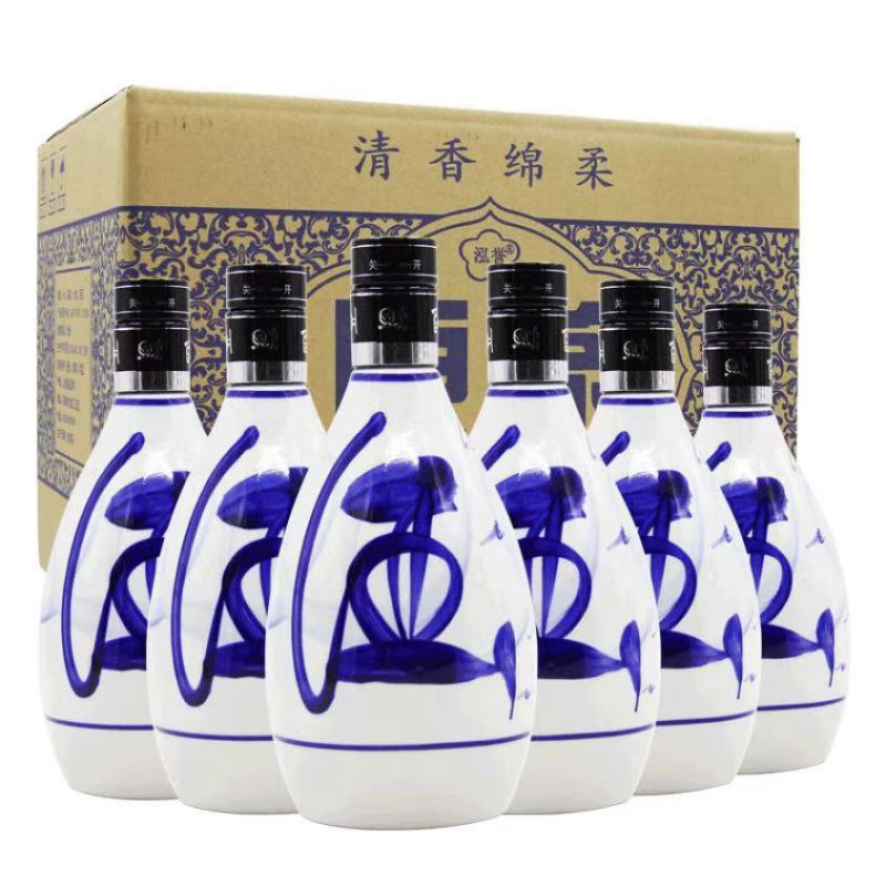 迎宾汾酒业2015年产小兰花景德镇陶瓷 高粱优级酒清香型白酒53度 475ML*6瓶整箱