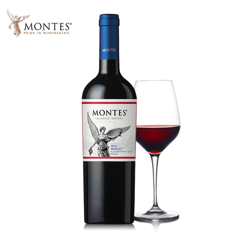 智利进口蒙特斯经典系列梅洛红葡萄酒750ML单支装