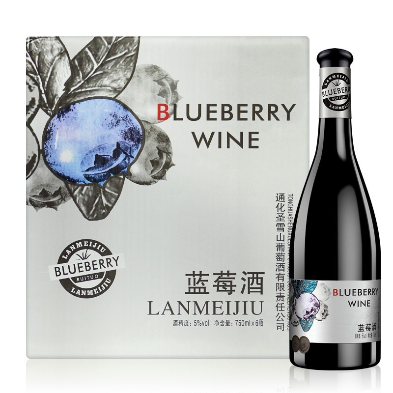 5°圣雪山蓝莓酒750ml*6甜酒低度果酒女士鸡尾酒整箱（6瓶装）