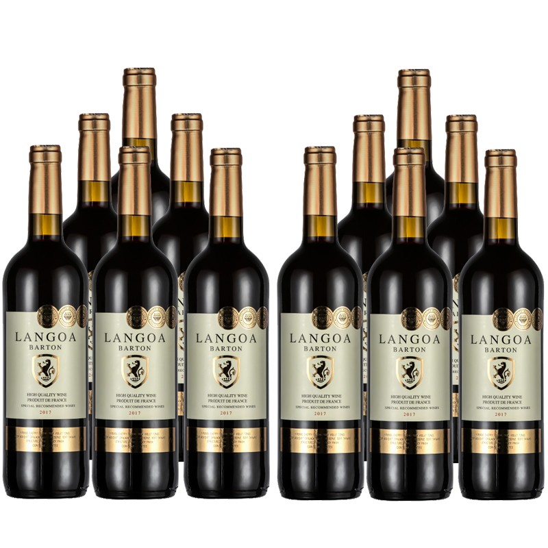 【买一箱送一箱】朗格巴顿金牌法国进口红酒14度干红葡萄酒750ml*6瓶一共得12支