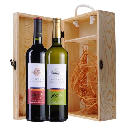 中国香格里拉赤霞珠干红+贵人香干白葡萄酒双支松木礼盒