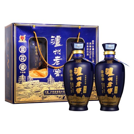52°泸州老窖头曲蓝花瓷升级版双瓶礼盒（500ml*2)