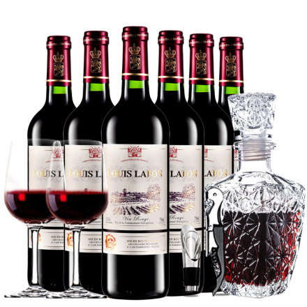 路易拉菲法国原瓶进口红酒干红葡萄酒6支红酒整箱欧式醒酒器装750ml*6