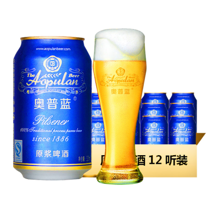 泸州老窖奥普蓝原浆啤酒小麦啤酒蓝罐320ml（12听装）