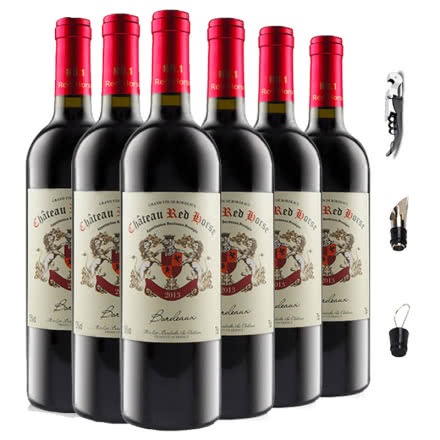 【买1得2箱】法国原瓶进口波尔多AOC/AOP赤马佳酿干红葡萄酒750ml*6（整箱）