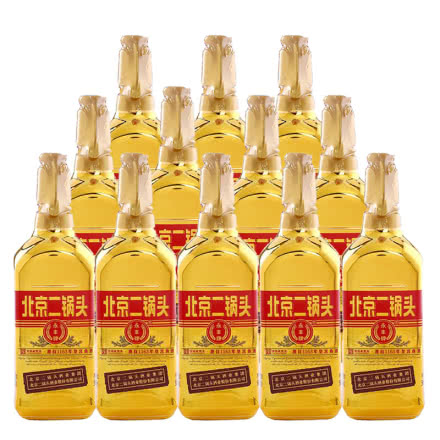 46°北京永丰二锅头出口型小方瓶金瓶礼盒装500ml(12瓶装)白酒整箱