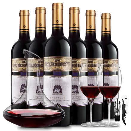 法国原瓶原装进口红酒 波尔多法定产区AOC级干红葡萄酒750ml 整箱6支