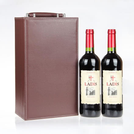 西班牙兰缔斯（LADIS）丹魄干红葡萄酒750ml皮质礼盒2支装