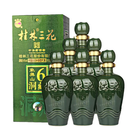 45°桂林三花酒6年象山洞藏米香型白酒500ML（6瓶装）