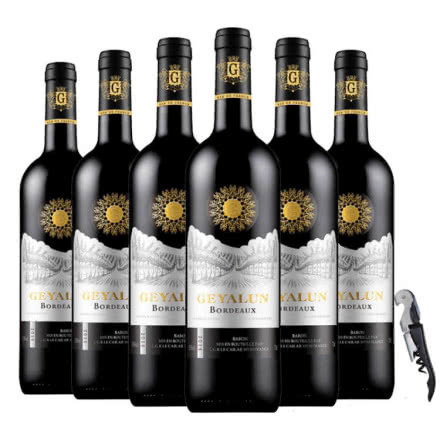 法国红酒（原瓶进口）波尔多AOC级法定产区德拉菲尔美乐干红葡萄酒750ml*6