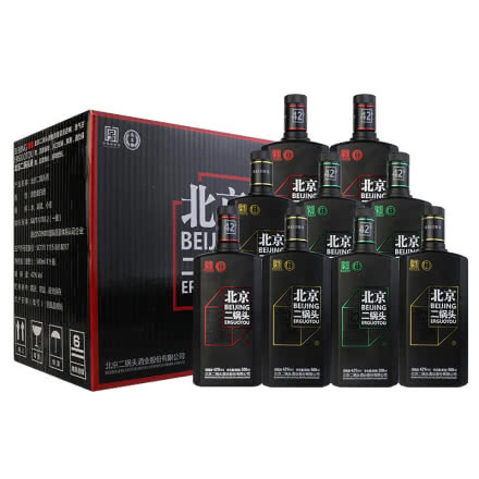 42°永丰牌北京二锅头黑瓶（三色混装）清香型500ml(9瓶)白酒整箱