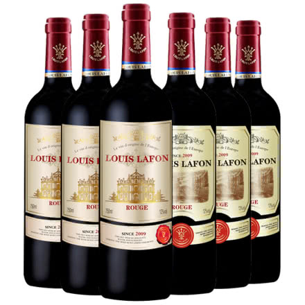 法国路易拉菲皇室伯爵侯爵组合干红葡萄酒进口红酒六支整箱装750ml*6