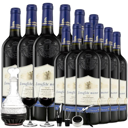 【买一得二】法国原酒进口红酒朗菲庄园索尔干红葡萄酒雕花重型瓶750ml*6（囤货装）