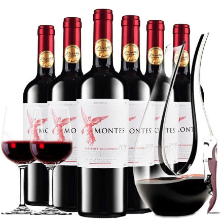 蒙特斯montes天使系列智利原瓶原装进口红酒天使珍藏赤霞珠干红葡萄酒整箱装750ml*6