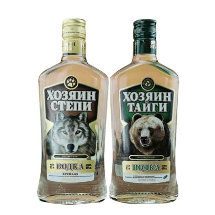 40°俄罗斯进口伏特加洋酒王者狼+王者熊500m（2瓶）