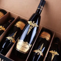 【红酒礼盒】法国进口红酒15度金属浮雕酒标异性瓶干红葡萄酒 整箱750ml*6瓶