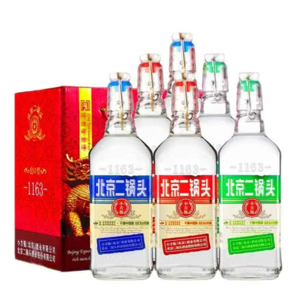 42°永丰牌北京二锅头出口型小方瓶纯粮酒500ml(6瓶装)白酒礼盒