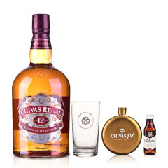 40°英国芝华士12年苏格兰威士忌1000ml+芝华士XV金色酒壶+芝华士圆形LOGO高杯（颜色随机）+特醇50ml