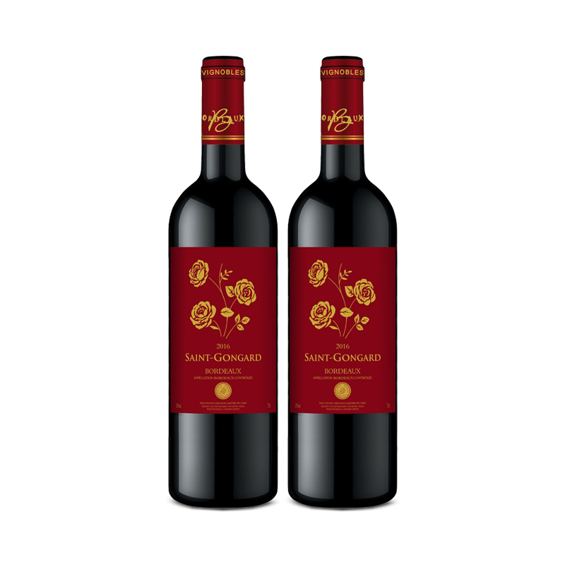法国圣宫达波尔多干红葡萄酒13%750ml*2瓶礼袋装