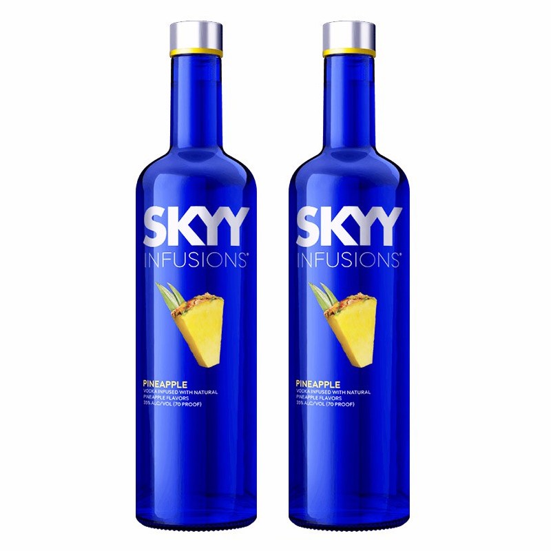 进口洋酒 （Skyy Vodka） 深蓝伏特加 风味伏特加  调酒果酒 菠萝味750m*2