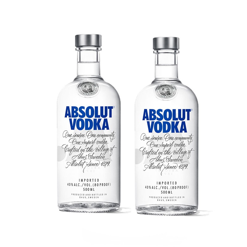 绝对伏特加（Absolut Vodka）经典原味瑞典原装进口小鸟伏特加  500ml*2