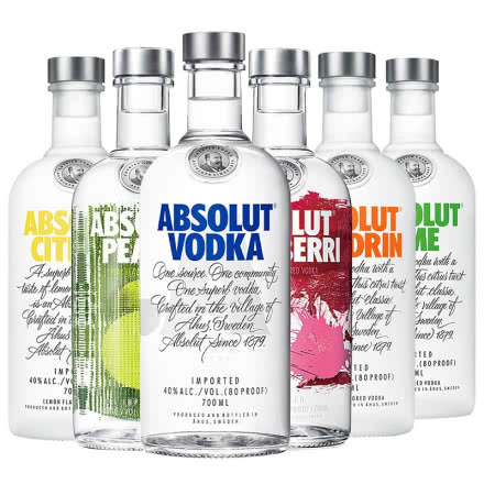 绝对伏特加（Absolut Vodka） 混合味伏特加 特调鸡尾酒洋酒 700ml*6瓶