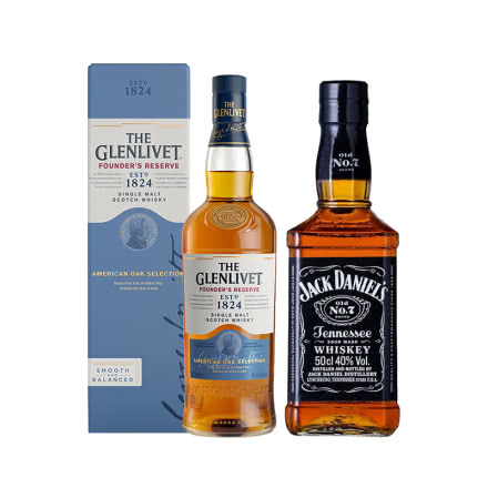 【预售】40°英国格兰威特单一麦芽苏格兰威士忌创始人甄选系列700ml+40°美国杰克丹尼500ml