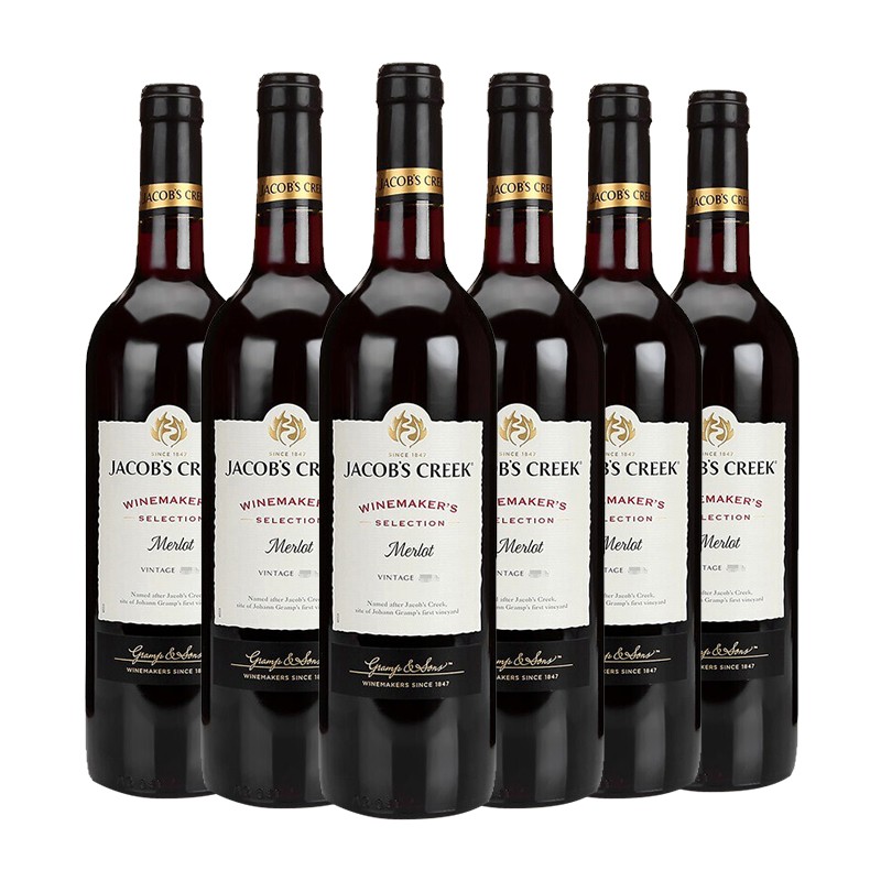 杰卡斯进口红酒酿酒师精选系列梅洛干红葡萄酒750ml*6瓶整箱装