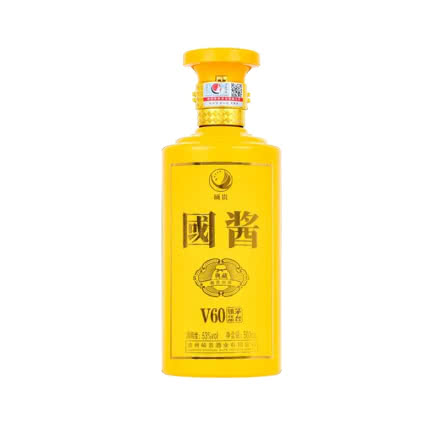 53°贵州国酱黄V60酱香型白酒纯粮坤沙500ml 单瓶试饮装