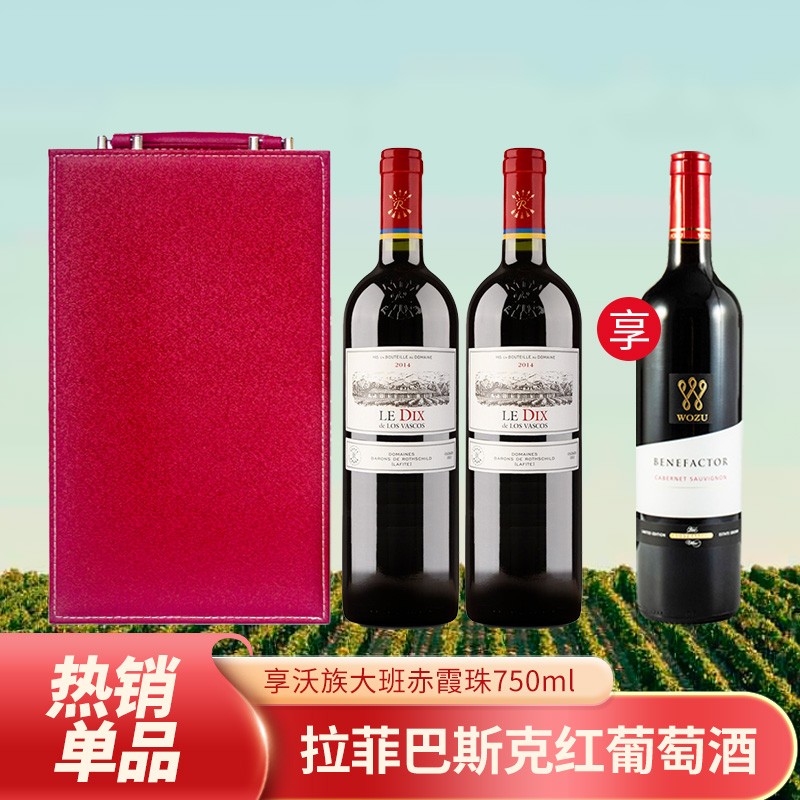 【智利名庄酒】拉菲罗斯柴尔德巴斯克十世干红葡萄酒 750ml*2 礼盒装