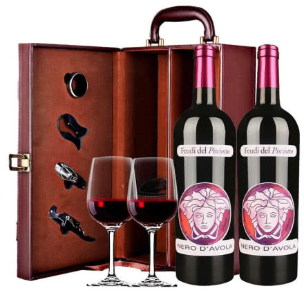 意大利范思哲原瓶进口干红酒葡萄酒750ml*2两支礼盒装（赠送红酒杯）